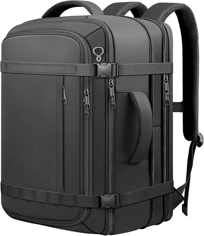 Travel Backpack, 40-50L Expandable Carry On Backpack with Cable Access Port Fits 17.3 Inch Laptop Bag,Water Resistant Weekender Bag Men Women for Business Trips, College,Hiking,Daily Commuting,Black
