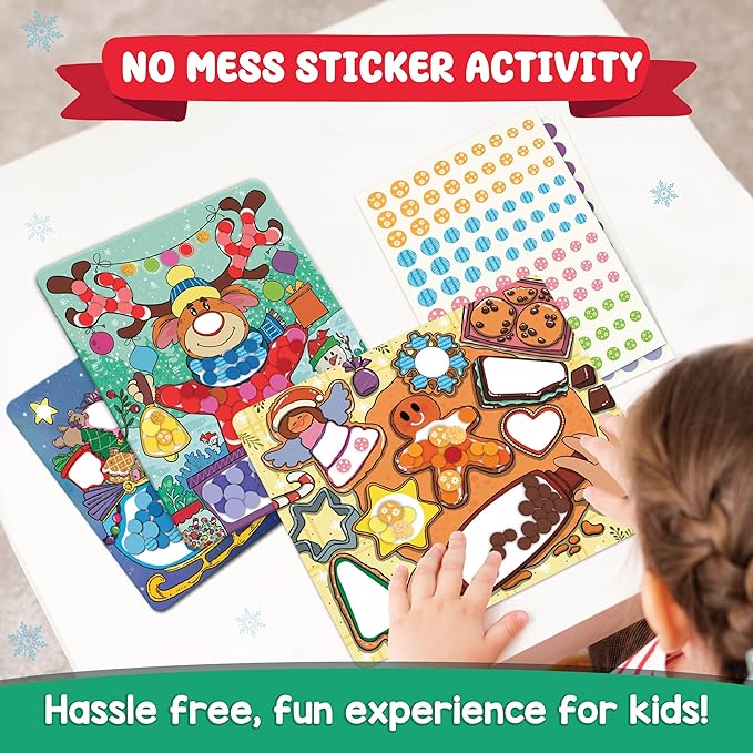 Christmas Special - Dot Stickers for Toddlers, Holiday Theme Dot Art Activity for Kids, DIY Craft Kit, Stocking Stuffers, Christmas Gifts for Boys & Girls Ages 3, 4, 5, 6, 7 Year Old