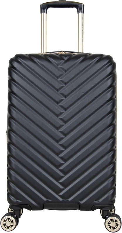 Kenneth Cole REACTION Madison Square Lightweight Hardside Chevron Expandable Spinner Luggage, Black, 2-Piece (20" Carry On + Backpack)