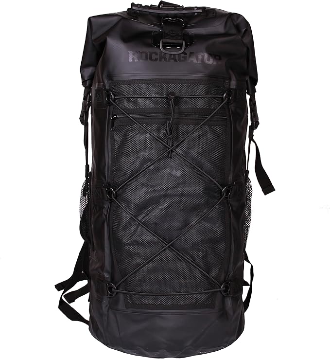 Rockagator Kanarra 90L Waterproof Backpack for Camping, Hiking, Mountaineering, Backpacking, Hunting, Fishing, Canoeing, Outdoor Activities, The Wet Outdoors - Large Capacity, Roll Top Closure, Black