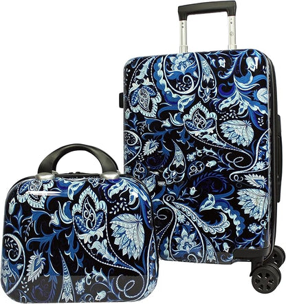World Traveler VentureX Airline Approved 2-Piece Carry-On Luggage Set – Lightweight Hardside Polycarbonate Suitcase with Spinner Wheels - Paisley