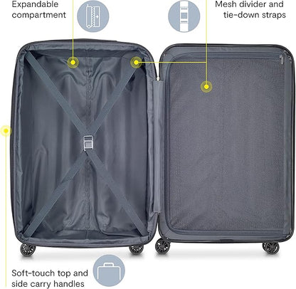 DELSEY PARIS Helium Aero Hardside Expandable Luggage with Spinner Wheels, Titanium, Checked-Medium 24 Inch