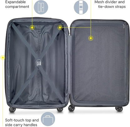 DELSEY PARIS Helium Aero Hardside Expandable Luggage with Spinner Wheels, Blue Cobalt, Checked-Medium 24 Inch