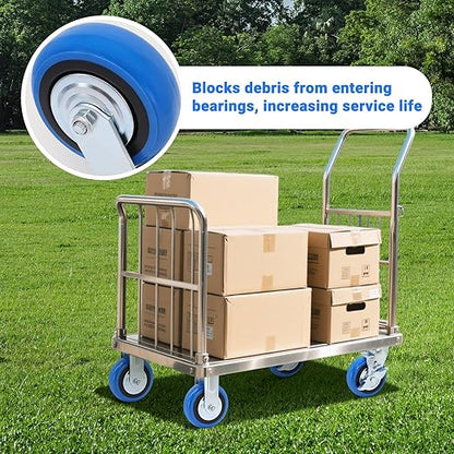 W B D WEIBIDA 6 Inch Heavy Duty Casters Set of 4, Smooth Rolling Caster Design for Cart Wheels, 4500 LBS Industrial Grade Castors with Upgraded Thickened Bracket, Durable Castors (2 Brake & 2 Rigid)