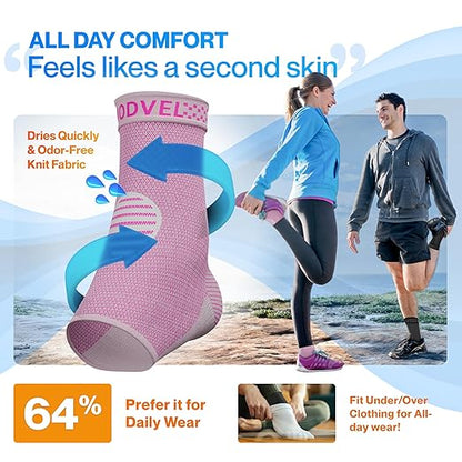 Modvel Foot & Ankle Brace Socks for Sprained Ankle Compression Sleeve - Foot Support for Women & Men - Tendonitis & Arthritis Ankle Brace Sports Running, Torn Ligaments & Women Stabilizing Ankle Wrap
