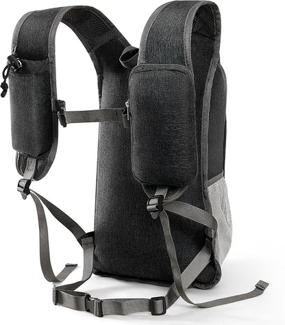 Small Hiking Backpack with Detachable Front Phone Holder, Foldable Packable Back pack with Chest and Waist Strap, Lightweight Daypack for Women Men (Black, 15L)