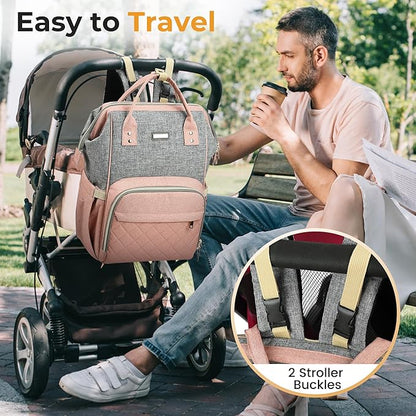 Vacuum Compression Diaper Bag, Expandable Waterproof Baby Travel Backpack with Insulated Pockets, Wet-Dry Separation, and Detachable Airtight Bag (Vacuum Pump Included)