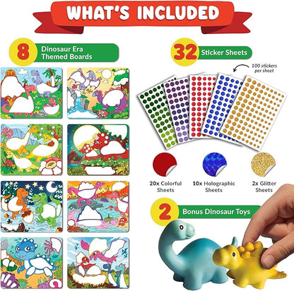 Dot Sticker Art Activity - Dinosaurs Dot Art, No Mess Crafts for Kids, Stocking Stuffers Toddlers, DIY Activity, Educational Gifts for Boys & Girls Ages 3, 4, 5, 6, 7 Year Old, Travel Toys