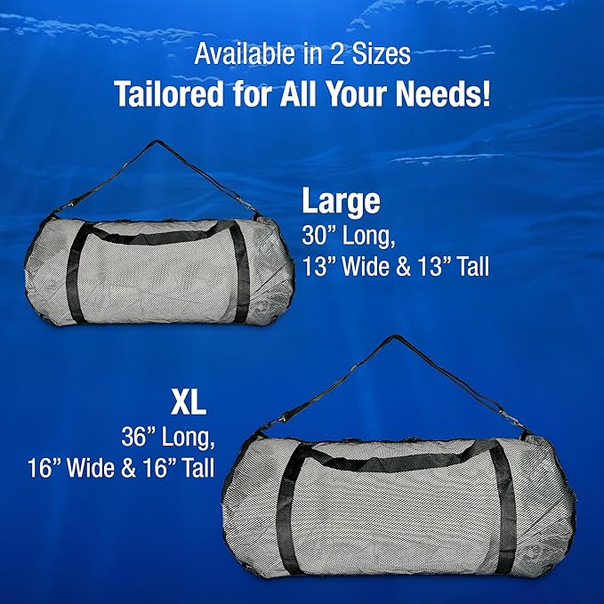 Kraken Aquatics Mesh Duffle Bag with Shoulder Strap | Large Dive Bag for Scuba Diving Gear, Snorkeling, Freediving, Spearfishing, Swimming & Beach | Heavy-Duty Mesh Duffel Bag for Quick Drying