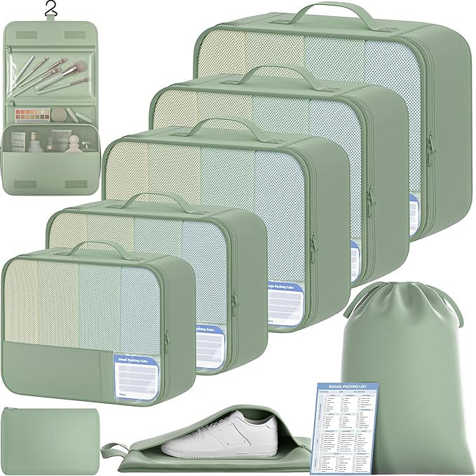BAGAIL 9 Set Packing Cubes Luggage Packing Organizers for Travel Accessories