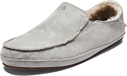 OLUKAI Nohea Slipper, Women's Slip-On Shoes, Genuine Shearling & Premium Nubuck Leather, Drop-In Heel Design, Cozy & Ultra-Soft Comfort Fit