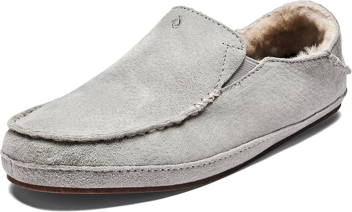 OLUKAI Nohea Slipper, Women's Slip-On Shoes, Genuine Shearling & Premium Nubuck Leather, Drop-In Heel Design, Cozy & Ultra-Soft Comfort Fit