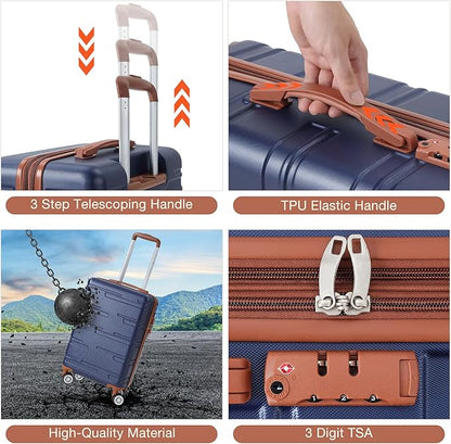 GarveeHome 24 Inch Checked Luggage with Spinner Wheels, Travel Suitcase Hardshell Expandable with TSA Lock, Durable Rolling Suitcase