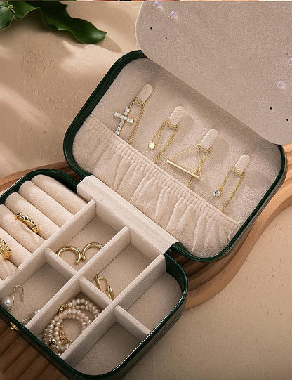 S.Leaf Travel Jewelry Organizer Boxes for Women Small Portable Necklace Earrings Bracelet Rings Travel Case Best Friend Birthday Gifts for Women Trendy (16_Crocodile_Brown_Big)