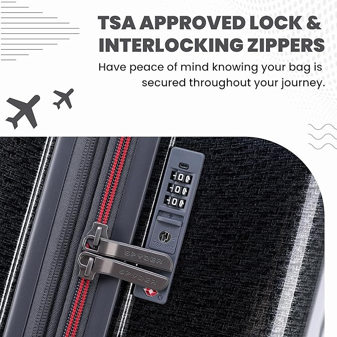Spyder Traverse 25 Inch Medium Expandable Hardside Upright Suitcase with 360° Spinner Wheels, TSA Approved Lock, Charcoal