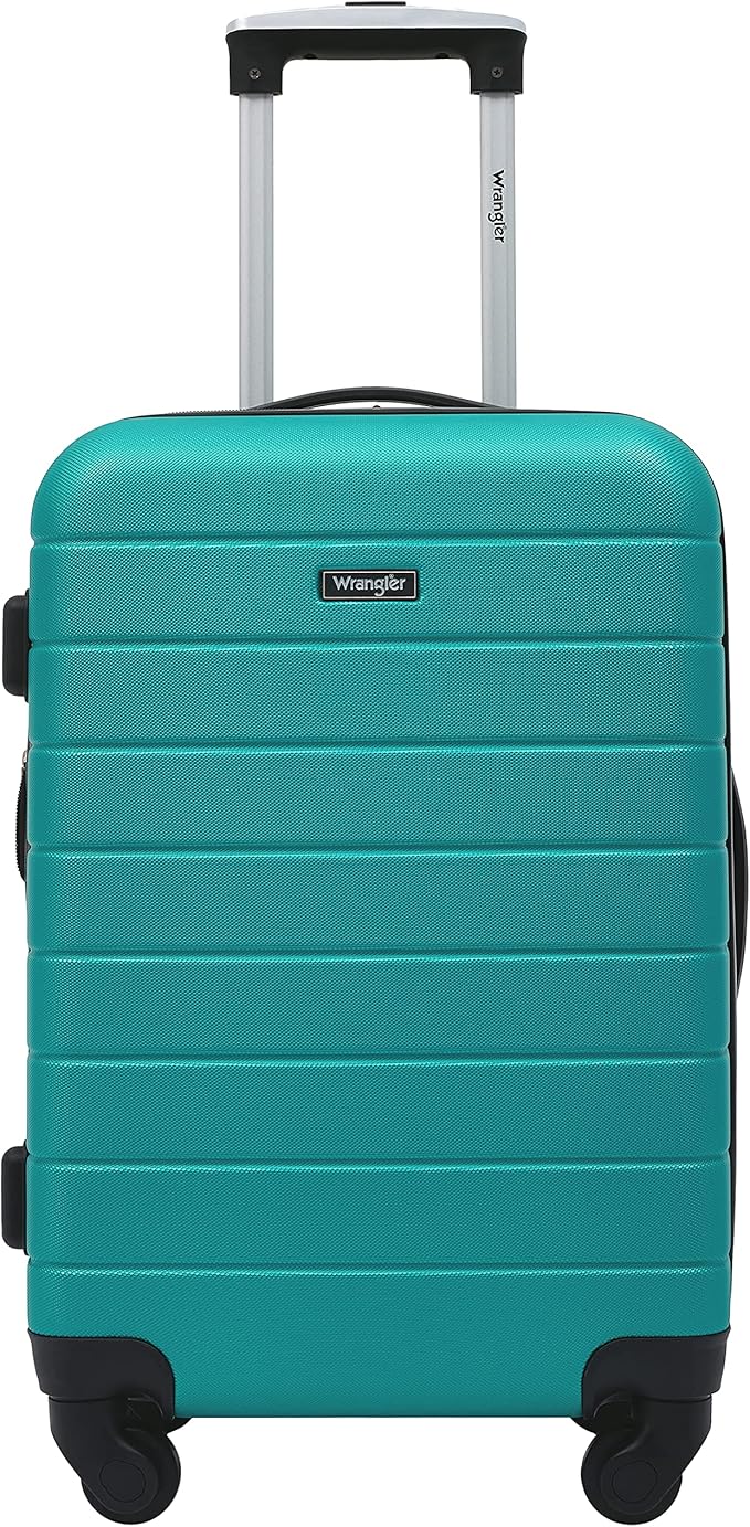Wrangler Smart Luggage Set with Cup Holder and USB Port, Teal, 2 Piece