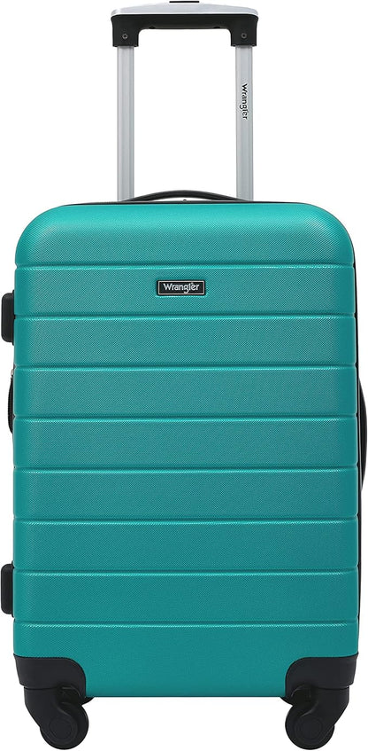 Wrangler Smart Luggage Set with Cup Holder and USB Port, Teal, 2 Piece