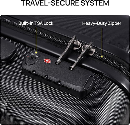 NINETYGO Carry On Luggage 22x14x9 Airline Approved, Small Suitcase with Smooth Double Spinner Wheels, Hard Shell PC Luggage Carry-On, Lightweight Travel Luggage, TSA Approved (Black, B1)
