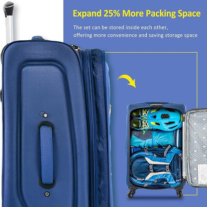 Luggage Sets 3 Piece Softside Expandable Lightweight Durable Softshell Suitcase Sets Spinner Wheels TSA Lock