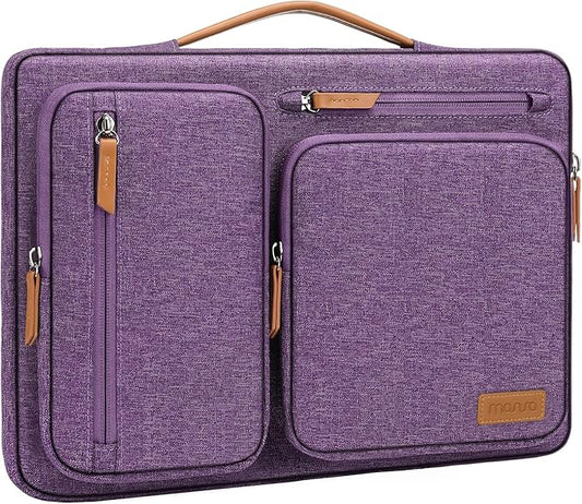 MOSISO 360 Protective Laptop Case 13.3 inch, 13-13.3 inch Laptop Sleeve Compatible with MacBook Air/Pro 13 / Pro 14,HP Dell Acer ASUS,Side Open Carrying Case with 4 Zipper Pockets&Handle,Argyle Purple