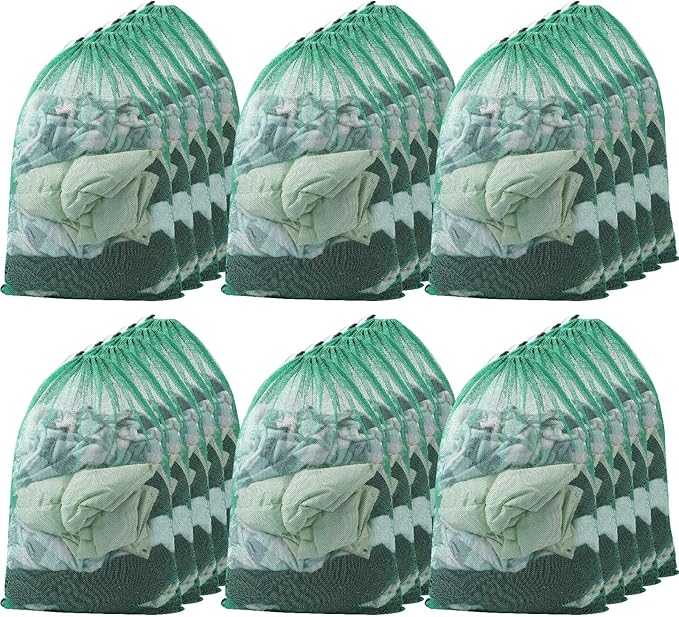 Berlune 30 Pack Large Mesh Laundry Bags, 24 x 36 Inch Bulk Wash Set with Drawstring for Commercial Use, Dorms, Vacation Rentals, Laundromats, Apartments & Facilities(Green)