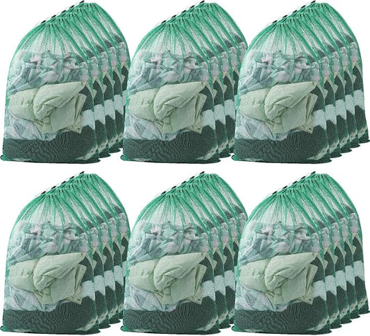 Berlune 30 Pack Large Mesh Laundry Bags, 24 x 36 Inch Bulk Wash Set with Drawstring for Commercial Use, Dorms, Vacation Rentals, Laundromats, Apartments & Facilities(Green)