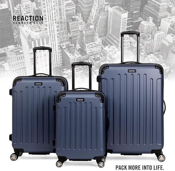 Kenneth Cole REACTION Renegade Luggage Expandable 8-Wheel Spinner Lightweight Hardside Suitcase, Smokey Purple, 24-Inch Checked