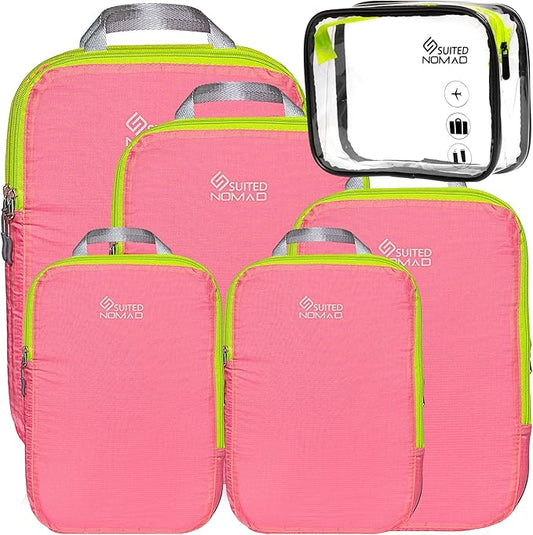 SUITEDNOMAD Ultralight Compression Packing Cubes Set, Suitcase and Backpack Travel Organizer Bags