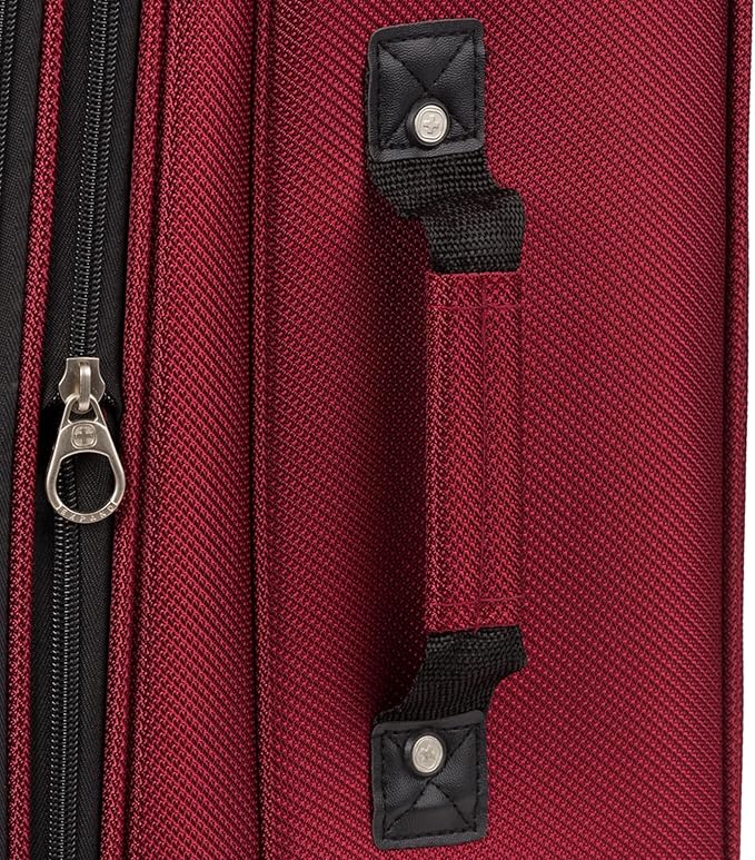 SwissGear Sion Softside Expandable Luggage – Medium Checked Suitcase with 360 Degree Wheels & Retractable Handle – 25 Inch, Perfect for 1-7 Night Trips – Burgundy