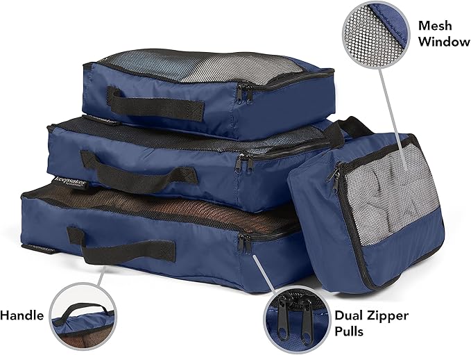 Covermates Packing Cube Set - Premium Polyester - Dual Zipper Pulls - Carrying Handle - Front Mesh Window - Travel Organization, Blue