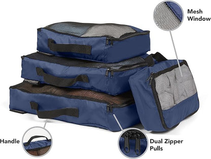 Covermates Packing Cube Set - Premium Polyester - Dual Zipper Pulls - Carrying Handle - Front Mesh Window - Travel Organization, Blue