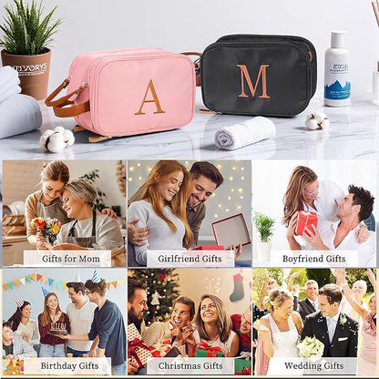 YOOLIFE Mens Travel Bag Toiletry - Christmas Gifts for Men Dad Boyfriend Husband, Personalized Birthday Gifts for Men Women Initial Black Toiletry Bag Travel Birthday Gift Dopp Kit Letter J Black