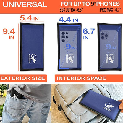 Gecko Travel Tech Blue Nylon Faraday Bag - Signal Blocker for Cell Phone, Car Key FOB, Data Privacy (BLUE - NYLON)