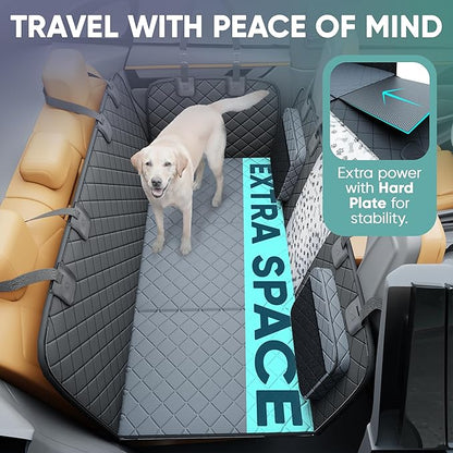 Hard Bottom Dog Car Seat Cover for Back Seat, 900D Oxford Waterproof Pet Seat Extender Supports 400lbs, Car Seat Protector and Hammock for Dogs, Compatible with Car, Small SUV & Truck