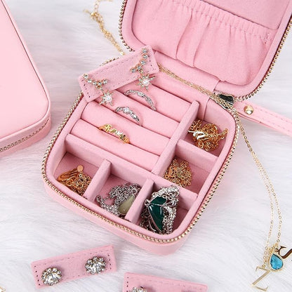 Angelina's Palace Personalized Jewelry Case with Name Engraved,Custom Leather Travel Jewelry Organizer Box for Rings,Earrings,Necklaces,Birthday Bridesmaid Gift For Women