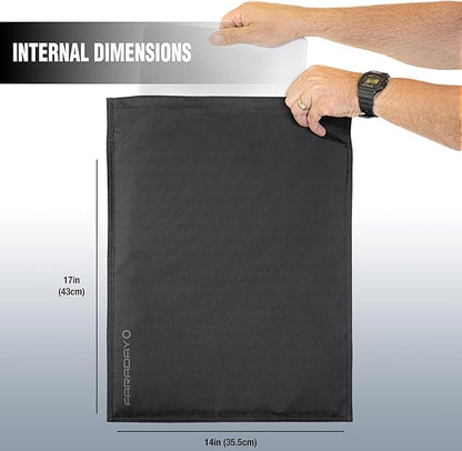 Faraday Defense Faraday Bag Jacket Pro for XL Laptops | Magnetic Closure, Shielding - Law Enforcement & Military, Travel & Data Security, Privacy, Anti-Tracking Anti-Hacking Black (Laptop XL)