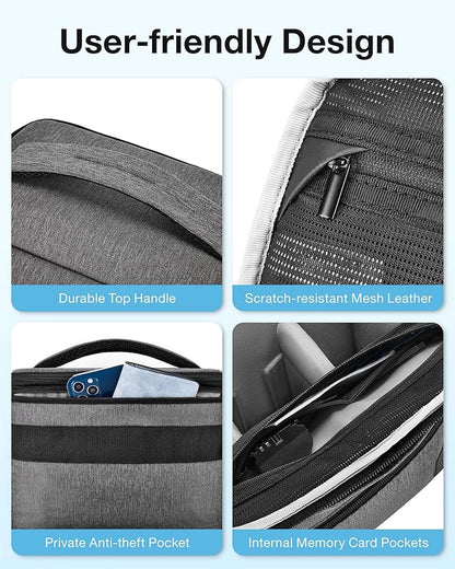 BAGSMART Small Camera Bag for Photographers, Compact Camera Shoulder Bags for DSLR/SLR/Mirrorless Cameras, Waterproof Crossbody Camera Case with Tripod Holder, Grey