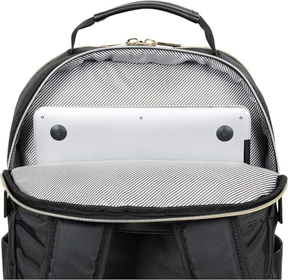 Kenneth Cole REACTION Madison Square Lightweight Hardside Chevron Expandable Spinner Luggage, Black, 2-Piece (20" Carry On + Backpack)