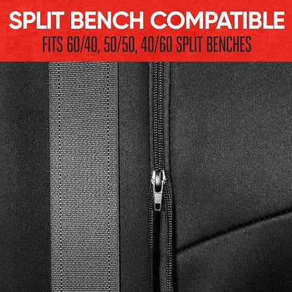 Motor Trend SpillGuard Waterproof Rear Bench Car Seat Cover, Beige Stitching – Split Bench Rear Seat Protector with Neoprene Padding, Back Seat Cover for Kids & Dogs, Car Interior Covers