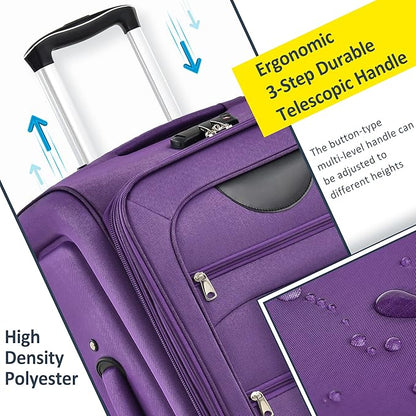 Luggage Sets 3 Piece Softside Expandable Lightweight Durable Softshell Suitcase Sets Spinner Wheels TSA Lock