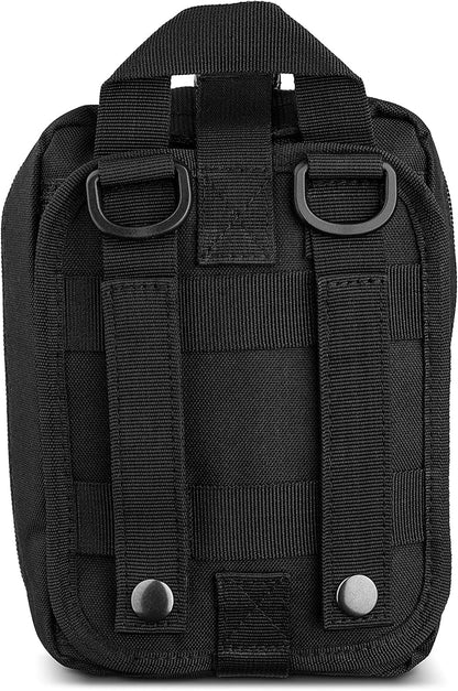 Scherber Premium IFAK Kit Trauma Pack | HSA/FSA Approved | Fully Stocked MOLLE Pouch w/CAT Tourniquet, HyFin Chest Seal, & Israeli Bandage | Trauma Kit for Gunshot, Bleeding, Major Wound Care (Black)