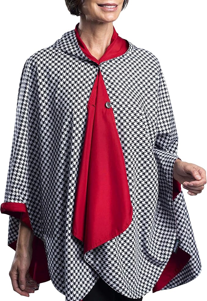 RainCaper Womens Rain Cape Poncho Coat Jacket with Hood Reversible Gorgeous Ultrasoft