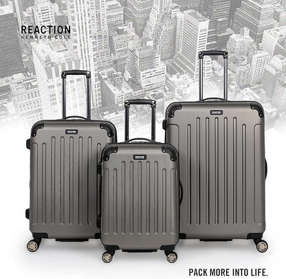 Kenneth Cole REACTION Renegade Luggage Expandable 8-Wheel Spinner Lightweight Hardside Suitcase, Silver, 20-Inch Carry On