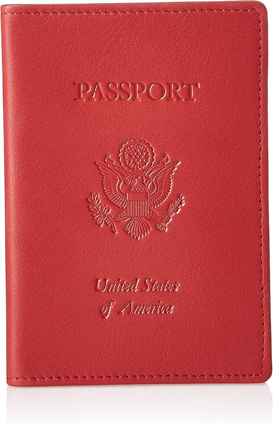 Royce Leather Rfid Blocking Passport Travel Document Organizer In Genuine Leather Packing Organizer, Red 3