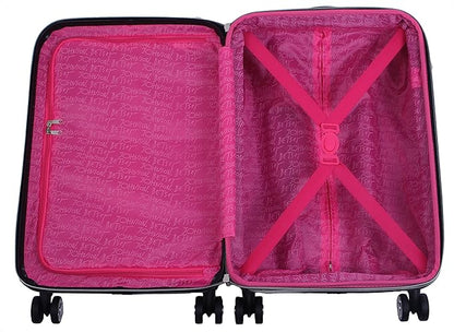 Betsey Johnson 26 Inch Checked Luggage Collection - Expandable Scratch Resistant (ABS + PC) Hardside Suitcase - Designer Lightweight Bag with 8-Rolling Spinner Wheels (Flamingo Strut)