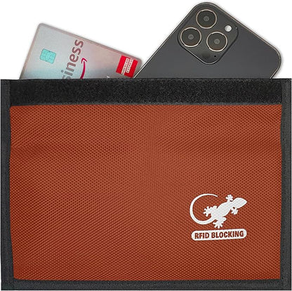 Gecko Travel Tech Faraday Bag Orange Nylon - Signal Blocker for Cell Phone, Car Key FOB, Data Privacy (ORANGE - NYLON)