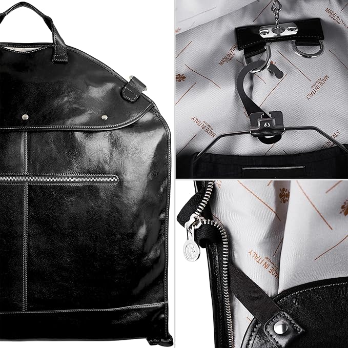 Leather Garment Bag Suit Carrier Slim Carry-on Garment Dress Protection Bag