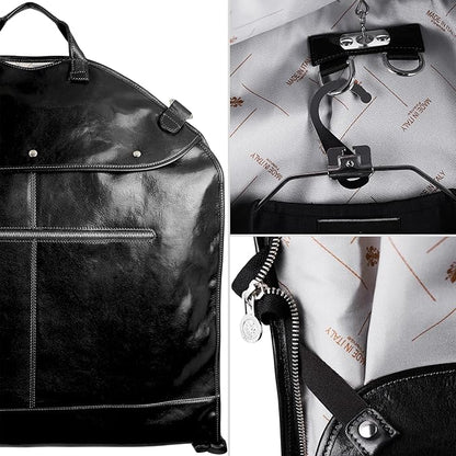 Leather Garment Bag Suit Carrier Slim Carry-on Garment Dress Protection Bag