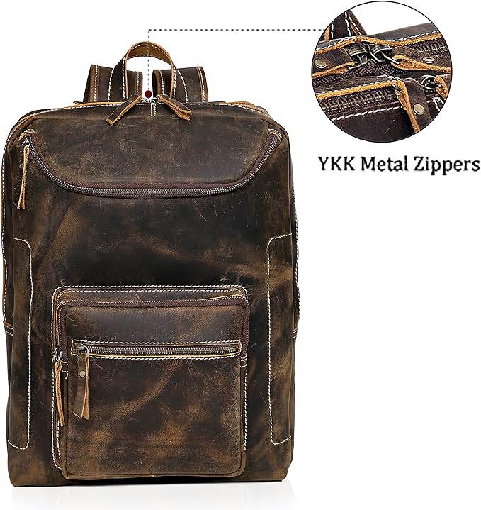 Vintage Leather Backpack For Men 16" Laptop Bag Large Capacity Business Travel Hiking Shoulder Daypacks Business Office Brown (Laptop Backpack 1)