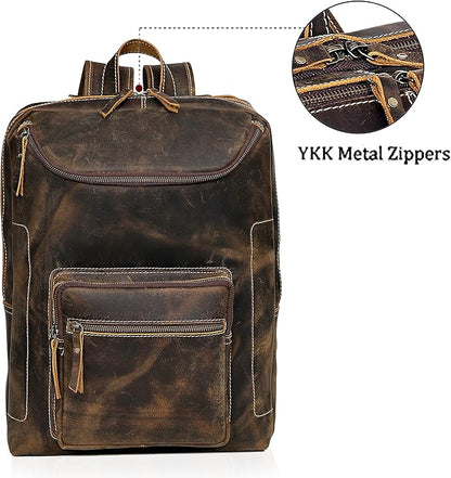 Vintage Leather Backpack For Men 16" Laptop Bag Large Capacity Business Travel Hiking Shoulder Daypacks Business Office Brown (Laptop Backpack 1)